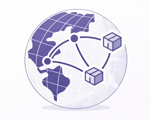 Logistics network with purple globe